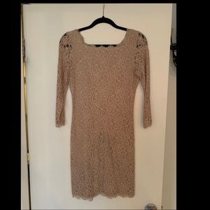 DVF Lace Dress In Blush Pink. Size 4.